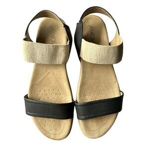 Axxiom Grace Slingback Sandals Shimmer Black Natural Comfort Footbed Size 9